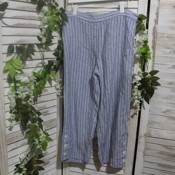 L Chico’s 100% Linen Striped Pants - Picture 5 of 13